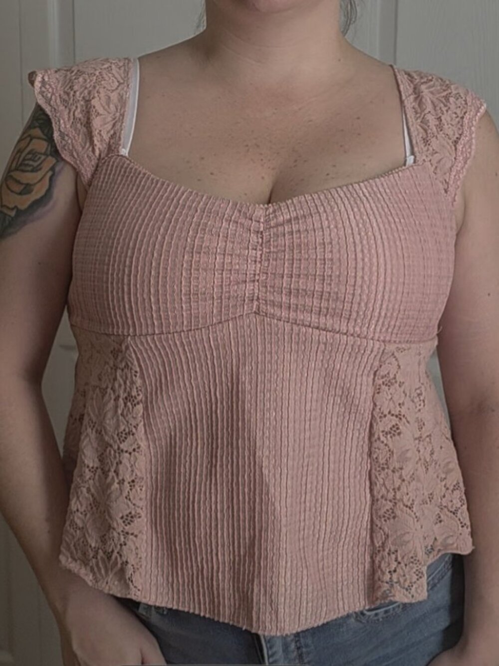 La Pêche Blush Pink Lace Top — Size XL - Picture 2 of 7